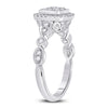 14k White Gold Womens Round Diamond Square Cluster Ring 1/2 Cttw