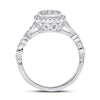 14k White Gold Womens Round Diamond Square Cluster Ring 1/2 Cttw