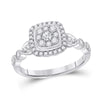 14k White Gold Womens Round Diamond Square Cluster Ring 1/2 Cttw