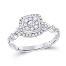  14k White Gold Womens Round Diamond Square Cluster Ring 1/2 Cttw