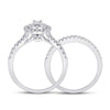 14k White Gold Round Diamond Bridal Wedding Ring Band Set 3/4 Cttw