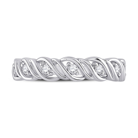 14k White Gold Womens Round Diamond Band Ring 1/5 Cttw