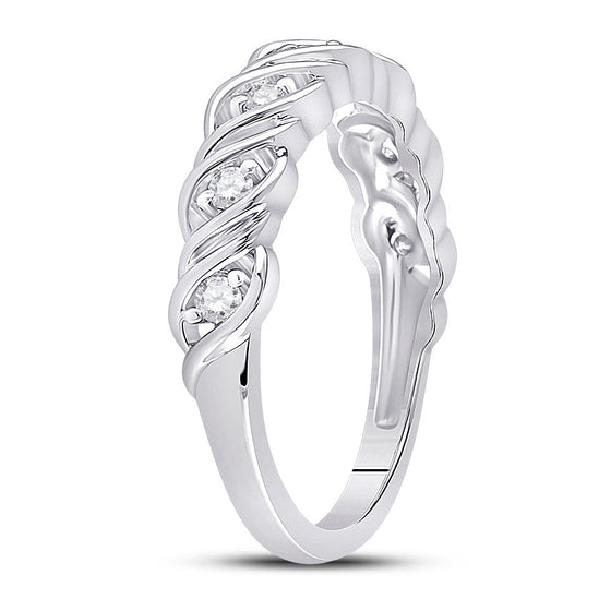 14k White Gold Womens Round Diamond Band Ring 1/5 Cttw