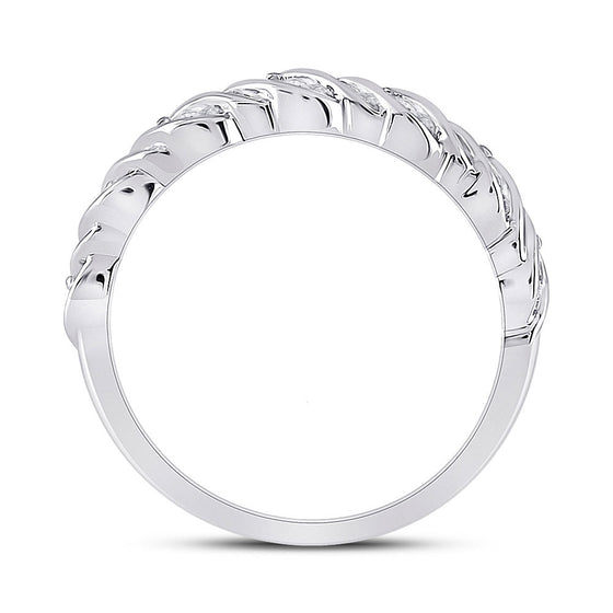 14k White Gold Womens Round Diamond Band Ring 1/5 Cttw