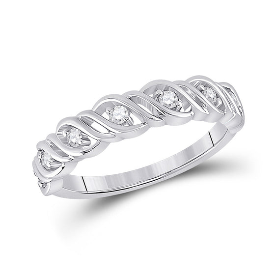 14k White Gold Womens Round Diamond Band Ring 1/5 Cttw