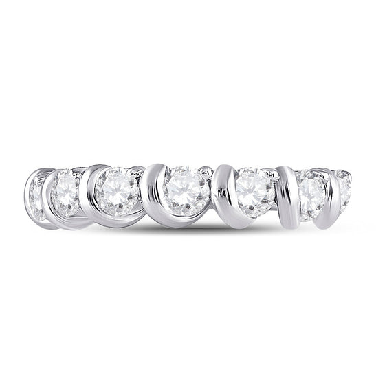 14k White Gold Womens Round Diamond Band Ring 1 Cttw
