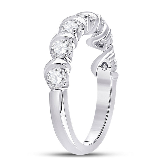 14k White Gold Womens Round Diamond Band Ring 1 Cttw
