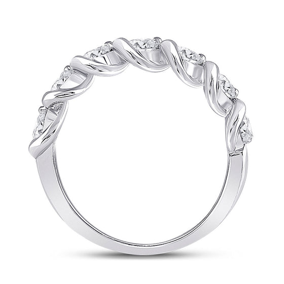 14k White Gold Womens Round Diamond Band Ring 1 Cttw