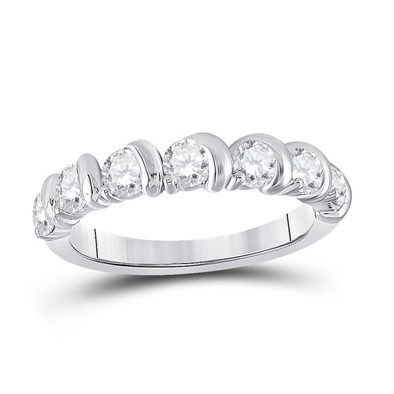 14k White Gold Womens Round Diamond Band Ring 1 Cttw