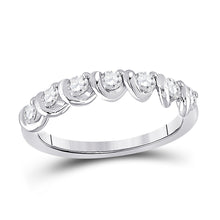  14k White Gold Womens Round Diamond Band Ring 1/2 Cttw