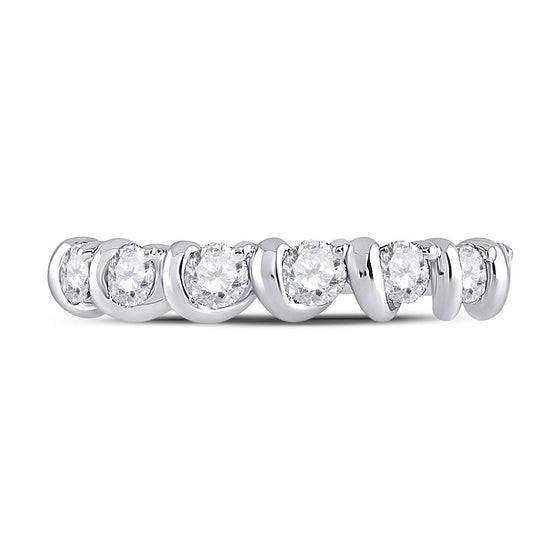 14k White Gold Womens Round Diamond Band Ring 3/4 Cttw