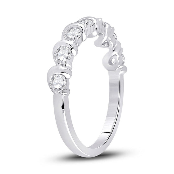 14k White Gold Womens Round Diamond Band Ring 3/4 Cttw