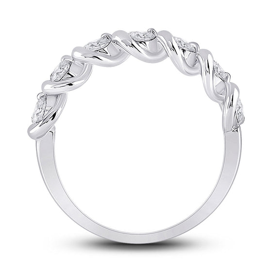 14k White Gold Womens Round Diamond Band Ring 3/4 Cttw