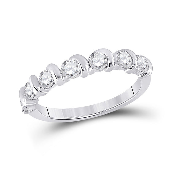 14k White Gold Womens Round Diamond Band Ring 3/4 Cttw