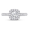 14k White Gold Round Diamond Halo Bridal Wedding Engagement Ring 1-1/3 Cttw