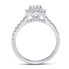 14k White Gold Round Diamond Halo Bridal Wedding Engagement Ring 1-1/3 Cttw