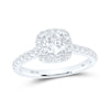 14k White Gold Round Diamond Halo Bridal Wedding Engagement Ring 1-1/3 Cttw