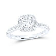  14k White Gold Round Diamond Halo Bridal Wedding Engagement Ring 1-1/3 Cttw
