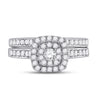 14k White Gold Round Diamond Bridal Wedding Ring Band Set 3/4 Cttw