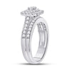 14k White Gold Round Diamond Bridal Wedding Ring Band Set 3/4 Cttw