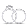 14k White Gold Round Diamond Bridal Wedding Ring Band Set 3/4 Cttw