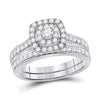 14k White Gold Round Diamond Bridal Wedding Ring Band Set 3/4 Cttw