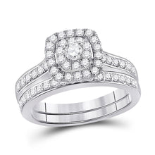  14k White Gold Round Diamond Bridal Wedding Ring Band Set 3/4 Cttw