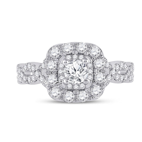 14k White Gold Round Diamond Halo Bridal Wedding Engagement Ring 1 Cttw