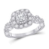 14k White Gold Round Diamond Halo Bridal Wedding Engagement Ring 1 Cttw