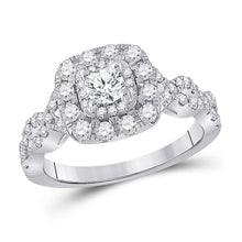  14k White Gold Round Diamond Halo Bridal Wedding Engagement Ring 1 Cttw