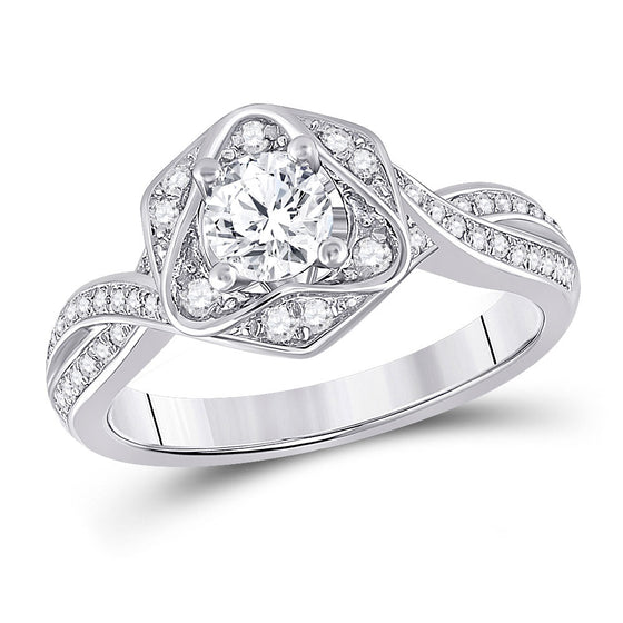 14k White Gold Round Diamond Solitaire Bridal Wedding Engagement Ring 3/4 Cttw
