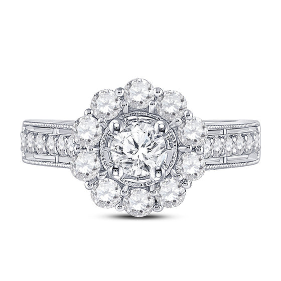 14k White Gold Round Diamond Solitaire Bridal Wedding Engagement Ring 1-5/8 Cttw