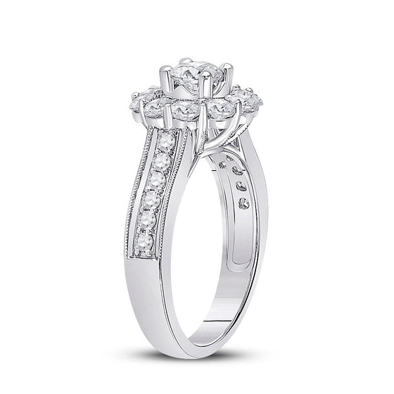 14k White Gold Round Diamond Solitaire Bridal Wedding Engagement Ring 1-5/8 Cttw