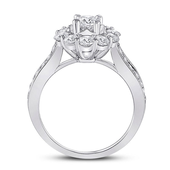 14k White Gold Round Diamond Solitaire Bridal Wedding Engagement Ring 1-5/8 Cttw