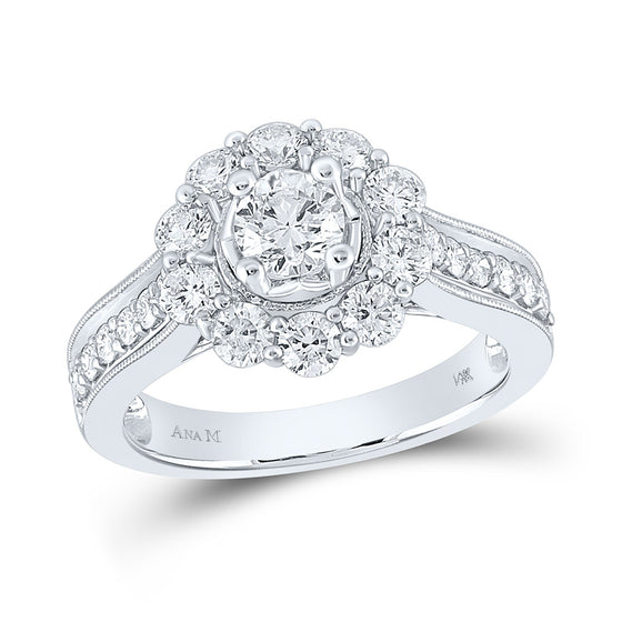 14k White Gold Round Diamond Solitaire Bridal Wedding Engagement Ring 1-5/8 Cttw