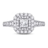 14k White Gold Princess Diamond Halo Bridal Wedding Engagement Ring 1-1/2 Cttw