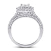 14k White Gold Princess Diamond Halo Bridal Wedding Engagement Ring 1-1/2 Cttw