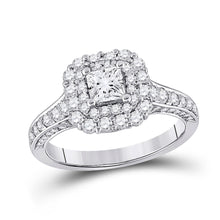  14k White Gold Princess Diamond Halo Bridal Wedding Engagement Ring 1-1/2 Cttw