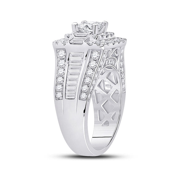 14k White Gold Princess Diamond Square Bridal Wedding Engagement Ring 3 Cttw