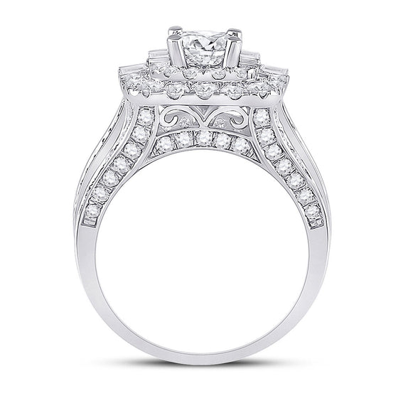 14k White Gold Princess Diamond Square Bridal Wedding Engagement Ring 3 Cttw