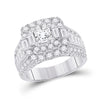 14k White Gold Princess Diamond Square Bridal Wedding Engagement Ring 3 Cttw