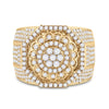14k Yellow Gold Mens Round Diamond Octagon Statement Cluster Ring 3-1/2 Cttw