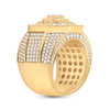 14k Yellow Gold Mens Round Diamond Octagon Statement Cluster Ring 3-1/2 Cttw