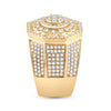 14k Yellow Gold Mens Round Diamond Octagon Statement Cluster Ring 3-1/2 Cttw