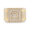14k Yellow Gold Mens Round Diamond Square Cluster Ring 3 Cttw