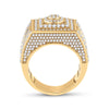 14k Yellow Gold Mens Round Diamond Square Cluster Ring 3 Cttw