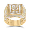 14k Yellow Gold Mens Round Diamond Square Cluster Ring 3 Cttw