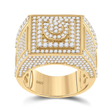  14k Yellow Gold Mens Round Diamond Square Cluster Ring 3 Cttw