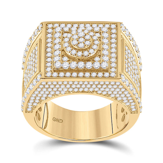 14k Yellow Gold Mens Round Diamond Square Cluster Ring 3 Cttw