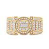 14k Yellow Gold Mens Baguette Diamond Circle Cluster Ring 2-3/8 Cttw